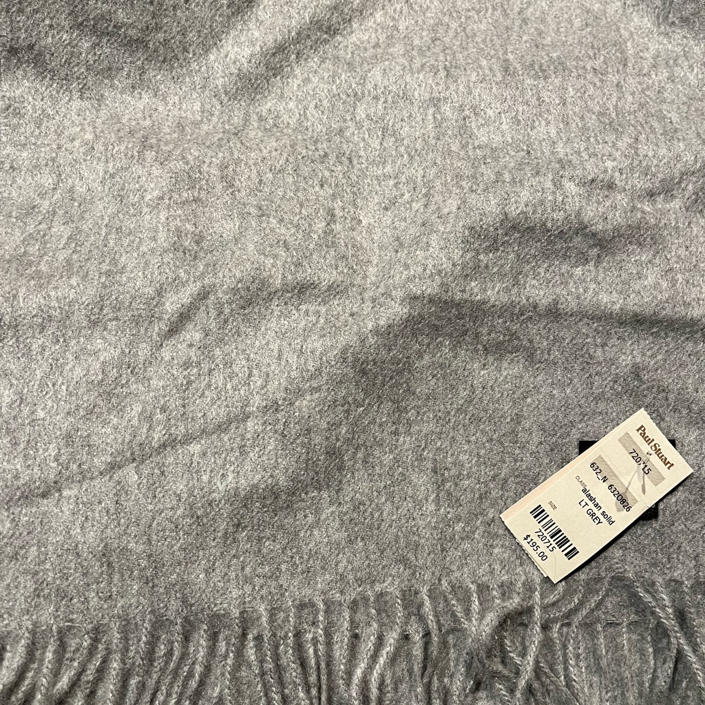 Brand New With Tags Paul Stuart Gray Cashmere Scarf